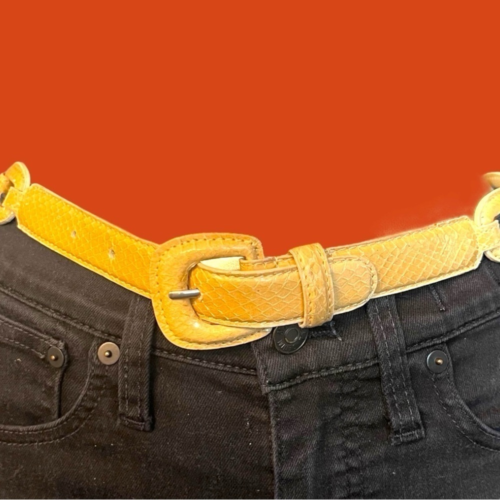 Cream Snakeskin Chain-Link Belt Medium
